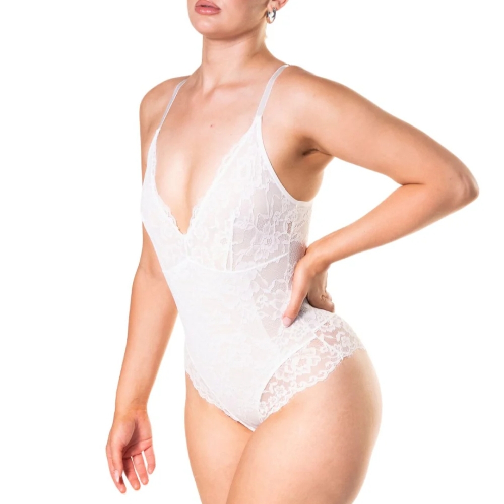 Chic White Lace Shapewear Bodysuit